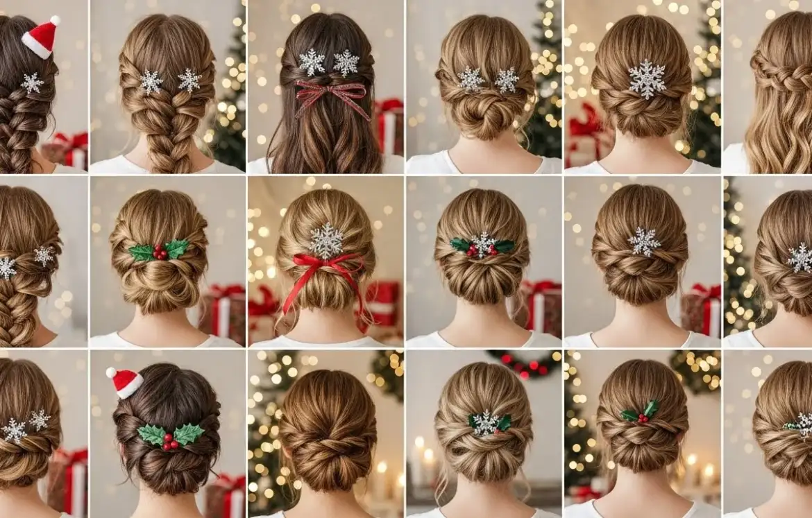 20 Cute & Easy Christmas Hairstyles to Try at Home