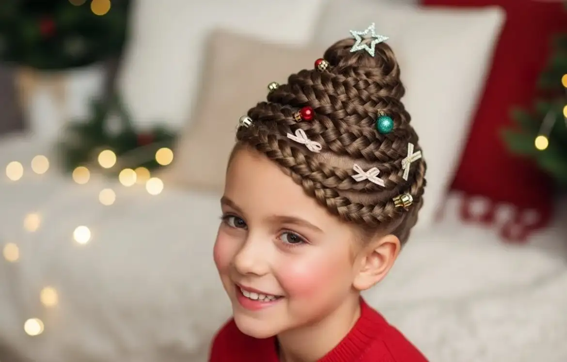 25 Festive Christmas Tree Hairstyles for Kids