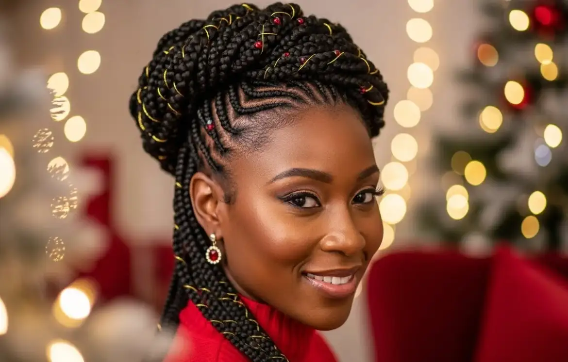 25 Stunning Christmas Braided Hairstyles for Black Hair